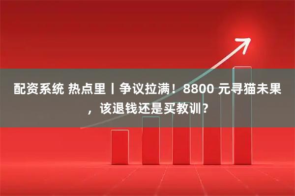 配资系统 热点里丨争议拉满！8800 元寻猫未果，该退钱还是买教训？